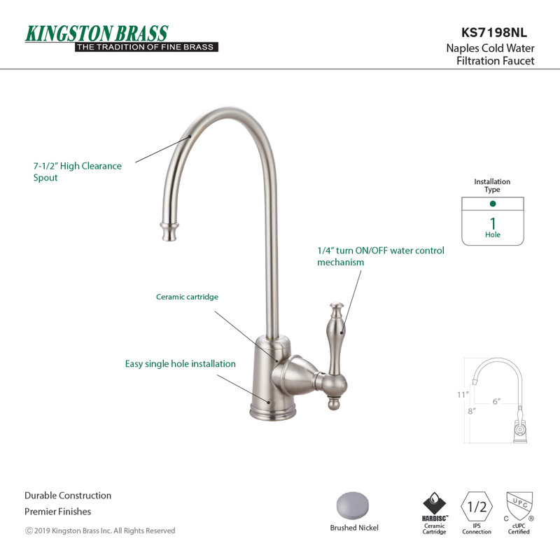 Kingston Brass Naples Gourmetier Single Handle Kitchen Faucet & Reviews